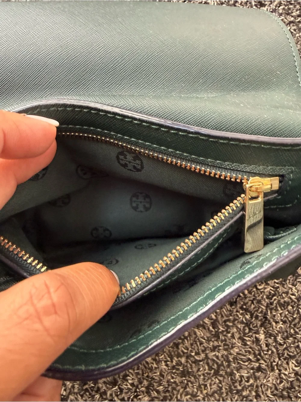 Tory Burch Dark Green Chain-Shoulder Crossbody
